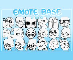 the emote base by befox logo is shown in blue and has many different expressions