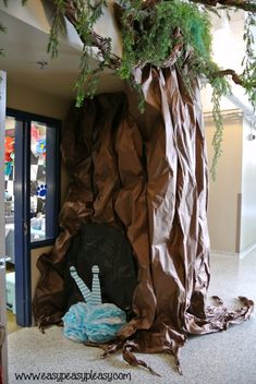 a tree that has been wrapped in brown paper