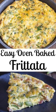 an easy omelet baked in a cast iron skillet and topped with frittata