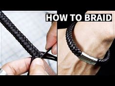 I Love You Morse Code Bracelet Diy, Diy Braided Keychain Ideas, Paracord Leather Bracelet, Leather Braiding Techniques, Braided Leather Bracelet Tutorial, How To Braid Rope, Braided Leather Bracelet Diy, Mens Bracelet Diy, Cord Bracelet Diy