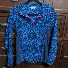 Columbia Women's Blue & Pink Fleece Activewear 1/4 Zip Jacket. Size S