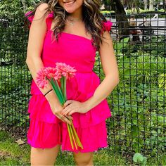 This Stylish Hot Pink Romper Dress Is Perfect For Any Fashion-Conscious Woman. The One-Piece Garment Is Designed For Maximum Comfort And Style, Making It An Ideal Choice For Any Occasion. The Dress Comes In A Beautiful Hot Pink Color That Is Sure To Turn Heads. It Is Made From High-Quality Materials That Are Designed To Last, Ensuring That You Get The Most Out Of Your Purchase. The Dress Is Perfect For Women Of All Sizes And Shapes, Thanks To Its Versatile Design. It Features A Romper Style That Hot Pink Romper, Pink Romper, Romper Shorts, Hot Pink Color, Pink Rompers, Romper Dress, Short Rompers, Formal Event, Pink Color