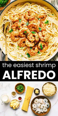 the easy shrimp alfredo recipe is ready to be eaten