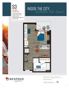 the floor plan for an apartment at bespoke