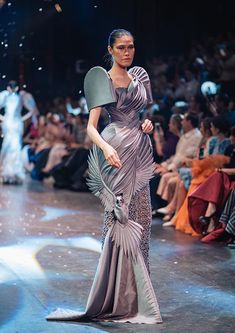 Parrot Aesthetic, Cary Santiago, Grey Gown, Weird Fashion