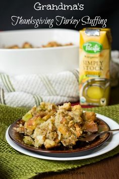 grandma's thanksgiving turkey stuffing on a plate