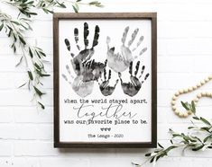 Family Hand Prints, Nursery Wood Sign, Family Art Print, Black Chalk Paint, Baby Art Projects, Distance Gifts, Crafty Mama, Family Crafts, Handprint Art