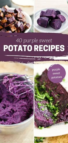 purple sweet potato recipe with text overlay that reads, 40 purple sweet potato recipes