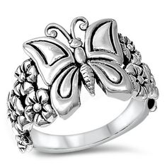 Sterling Silver Women's Butterfly Flower Ring 925 Band 16mm Jewelry Female Male Unisex Size 5 All our silver jewelry is crafted from .925 silver also commonly referred to as sterling silver. Sterling silver is the standard for beautiful high-quality silver jewelry and can not be replicated by lower priced silver plated jewelry. It is 92.5% pure silver, mixed with alloys to add strength and durability to stand the test of time. We promise superior service which includes fast shipping, great commu Silver Braided Ring, Dr Accessories, Studded Necklace, Women's Rings, Butterfly Flower, Stud Jewelry, Silver Plated Jewelry, Body Piercing Jewelry, Victorian Jewelry