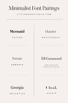 minimalist font pairings from little book studio