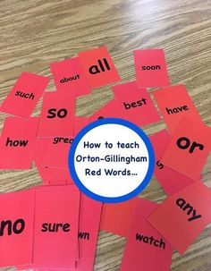 red cards with words that spell out how to teach orth - gillighm