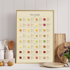 a tea guide is displayed on a table