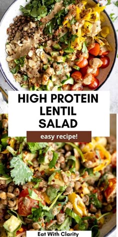 the ingredients for high protein lentil salad