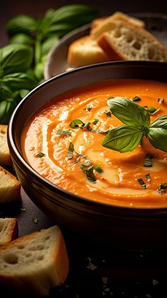 Creamy Tomato Basil Soup Soup For Fall, Creamy Tomato Basil Soup, Basil Soup, Soup Broth, Tomato Basil Soup, Tomato Basil, Crushed Tomatoes, Fresh Basil