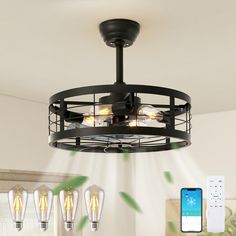 an image of a ceiling light with remote control