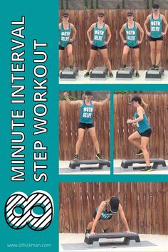 a series of photos showing how to do squats in front of a wooden fence