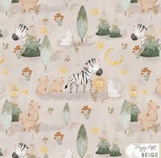 an animal themed wallpaper with animals and trees