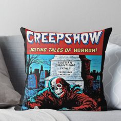 a creepy pillow with the title creepshow during tales of horror on it