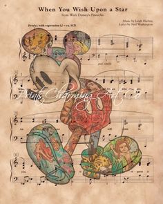 an old sheet music cover with mickey mouse