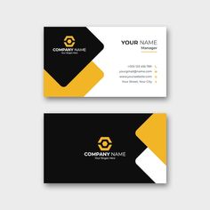 two black and yellow business cards with the letter c on them, one is for company name