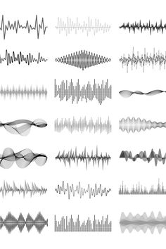 various sound waves are shown in black and white