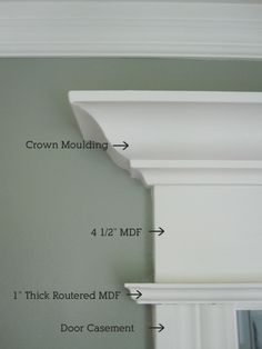 the crown moulding is labeled with measurements for different moldings and trims