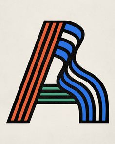 the letter a is made up of multicolored lines