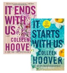 two book covers with flowers on them and the title it ends with us, it starts with us