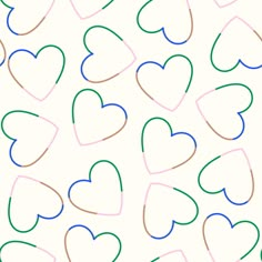 hearts are drawn in different colors on a white background