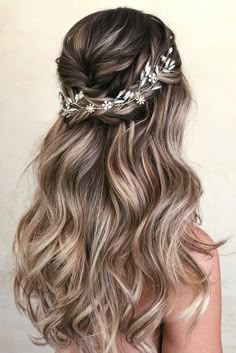 Wedding Hair Up, Blond Balayage, Wedding Hair Down, Bridal Hair Vine, Wedding Hairstyles For Long Hair, Half Up Hair, Wedding Hair Pieces