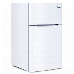 a white refrigerator freezer sitting on top of a counter