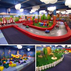 the children's play area is brightly colored