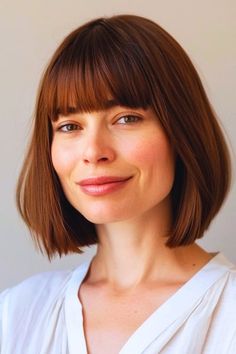 35 Stunning Medium-Length Hairstyles with Bangs - The Hairstyle Edit Haircut Ideas Brown Hair, Braid Videos, Ideas Haircut, Hair Pics, Hair Dye Ideas, Bubble Ponytail, Layered Hairstyles, Sleek Bob