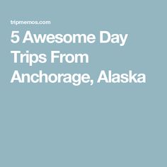 the words 5 awesome day trips from anchorage, alaska in white on a blue background