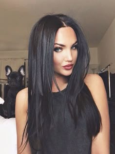 very dark hair. and a puppy photobomb. - Looking for Hair Extensions to refresh your hair look instantly? @KingHair focus on offering premium quality remy clip in hair. Hair Colorful, Straight Hair Extensions, Long Black Hair, Long Black, Gorgeous Hair, Weave Hairstyles, Pretty Hairstyles, Synthetic Hair