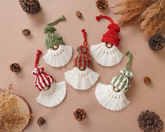 christmas ornaments are laid out on a table