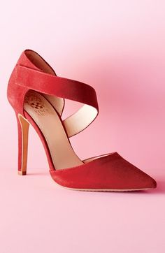 Vince Camuto 'Carlotte' Pointy Toe Pump @nordstrom Haute Fashion, Jeweled Shoes, The Vamp, Red Pumps, Stunning Shoes, Red Suede