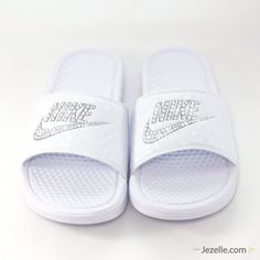 Blinged Out Nike Slides Custom Nike Slides, Nike Benassi Slides, Swarovski Nike, Nike Slippers, Nike Benassi, Nike Slides, Soccer Boots, Pay Attention To Me, We Get Married