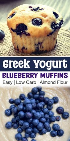 greek yogurt blueberry muffins with low carb and almond flour