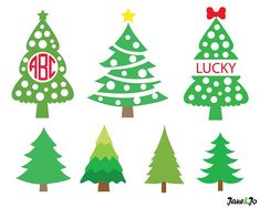 christmas trees with the word lucky on them