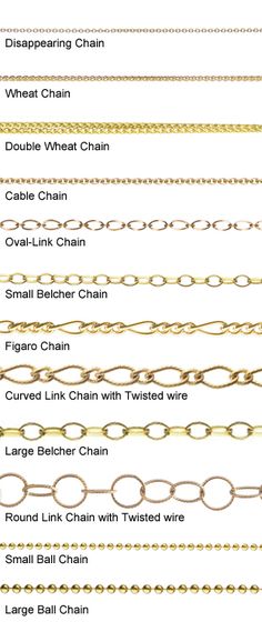 18K Yellow Gold Chain Reference Gold Chain Styles, Jewelry Charts, Chain Reference, Gold Pearl Jewelry, Jewelry Design Drawing, Chain For Men