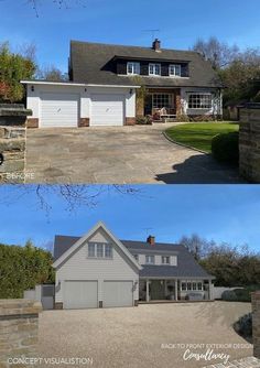 before and after photos of a house in the suburbs