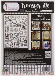 the back cover of an ad for transfer me stamps and stencils, with instructions