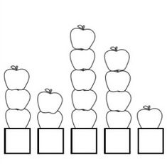 an apple tree is shown with apples on it and four smaller ones in the middle