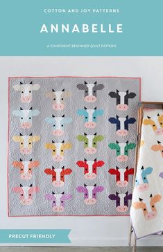 an animal themed quilt is featured in the book, cotton and joy patterns by annabelle