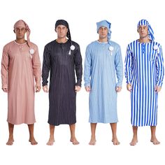 GIRLS DRESSES WOMEN DRESSES MEN UNDERWEAR BODYSUIT SWIMWEAR HOME&GARDEN                           Click Here to New Arrivals NEW ARRIVALS Mens Nightwear Long Sleeve Nightgowns Nightshirt Pajamas Arabian Sleep Robe Up #1 Set Include: 1Pc Robe, 1Pc Hat Condition: Brand New Material: 80% Polyester, 20% Cotton Features: Made of skin-friendly polyester in soft texture, premium fabric is breathable and comfortable, no-pilling and anti-static. 2-piece set includes long robe and hat. Striped robe is designed with long sleeve, crew neck and buttoned placket, pullover style. Matching with a sleep hat has pompom and tassel decoration on the top, and adjustable size; the pointed hat keeps your head warm. Striped sleep robe is also suitable as Chritsmas sleepwear for the Christmas pajamas party, bringi Christmas Pajamas Party, Christmas Pajama Party, Pajamas Party, Sleep Hat, Tassel Decoration, Night Pajama, Mens Nightwear, Women's Swimsuit, Loungewear Outfits