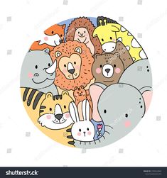 an animal circle with many different animals in it