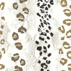 an animal print pattern with brown and black spots on white fabric, which is very similar to the leopard skin