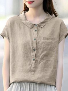 Package Included:1*Blouse Blouse Tops Designs, Cotton Shirts Women, Linen Top Women, Pocket Blouse, Fancy Tops, Half Sleeve Shirts, Linen Tunic, Men Fashion Casual Outfits, Casual Tops For Women