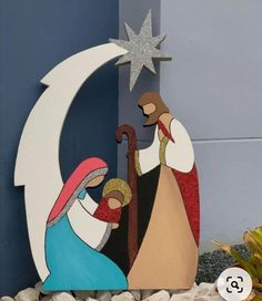 a nativity scene with the birth of jesus